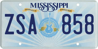 MS license plate ZSA858