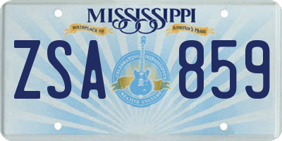 MS license plate ZSA859