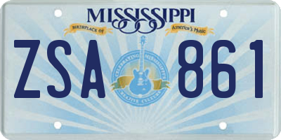 MS license plate ZSA861