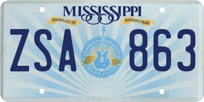 MS license plate ZSA863