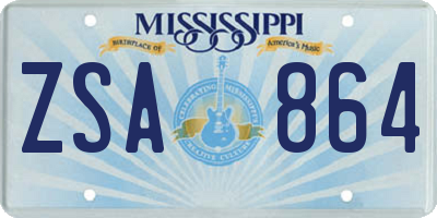 MS license plate ZSA864
