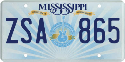MS license plate ZSA865