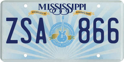 MS license plate ZSA866