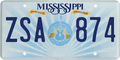 MS license plate ZSA874