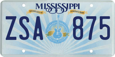 MS license plate ZSA875