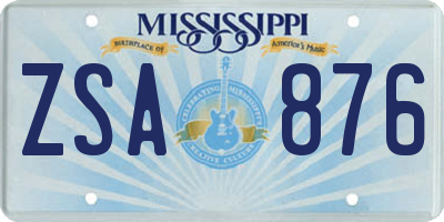 MS license plate ZSA876