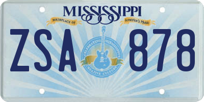 MS license plate ZSA878