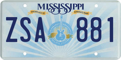 MS license plate ZSA881