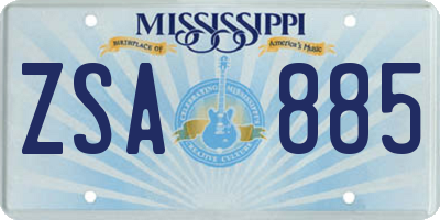 MS license plate ZSA885