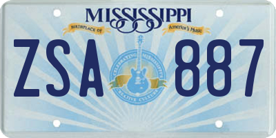 MS license plate ZSA887