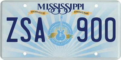 MS license plate ZSA900