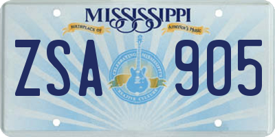 MS license plate ZSA905