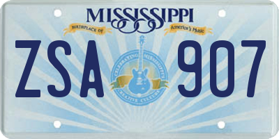 MS license plate ZSA907