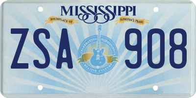 MS license plate ZSA908