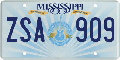 MS license plate ZSA909