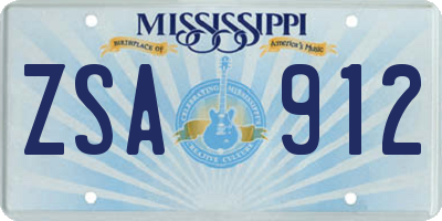 MS license plate ZSA912
