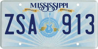 MS license plate ZSA913