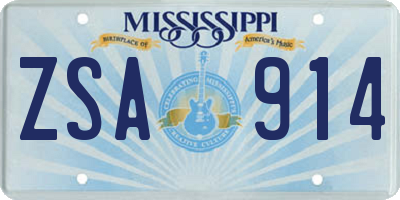 MS license plate ZSA914