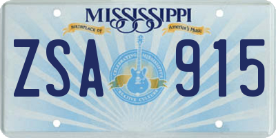 MS license plate ZSA915