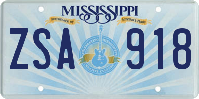 MS license plate ZSA918