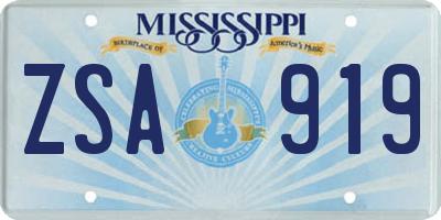 MS license plate ZSA919