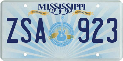 MS license plate ZSA923