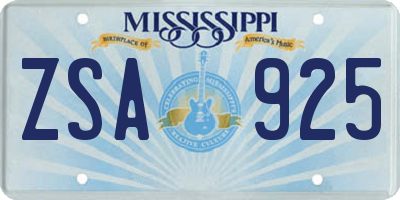 MS license plate ZSA925
