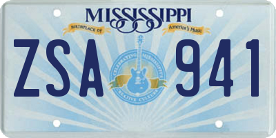 MS license plate ZSA941