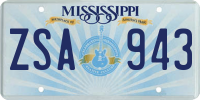 MS license plate ZSA943