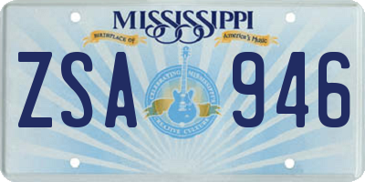 MS license plate ZSA946
