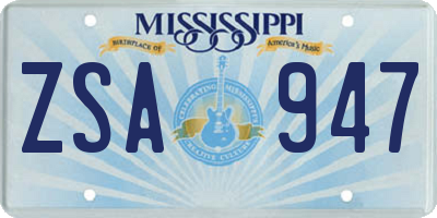 MS license plate ZSA947