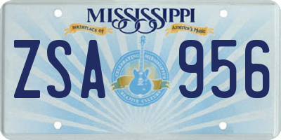 MS license plate ZSA956