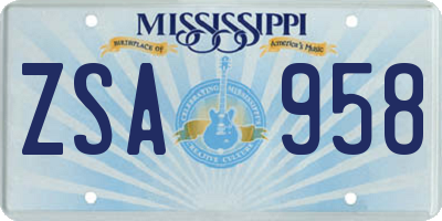 MS license plate ZSA958