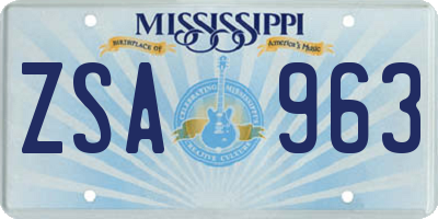 MS license plate ZSA963