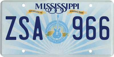 MS license plate ZSA966
