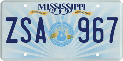 MS license plate ZSA967