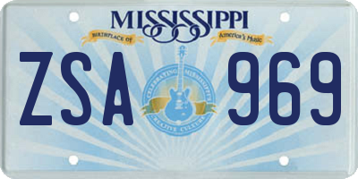 MS license plate ZSA969