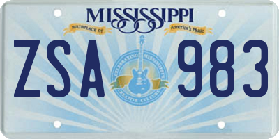 MS license plate ZSA983