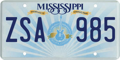 MS license plate ZSA985