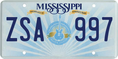 MS license plate ZSA997