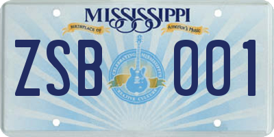 MS license plate ZSB001