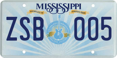 MS license plate ZSB005
