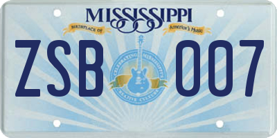 MS license plate ZSB007