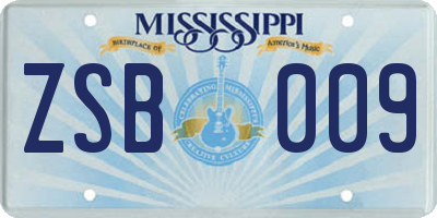 MS license plate ZSB009