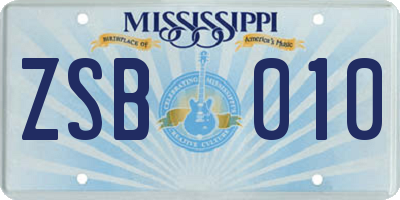 MS license plate ZSB010