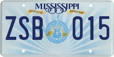 MS license plate ZSB015