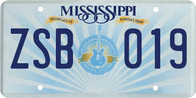 MS license plate ZSB019