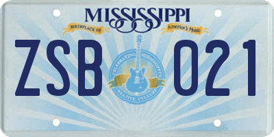 MS license plate ZSB021