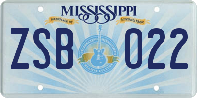MS license plate ZSB022