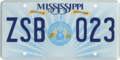 MS license plate ZSB023